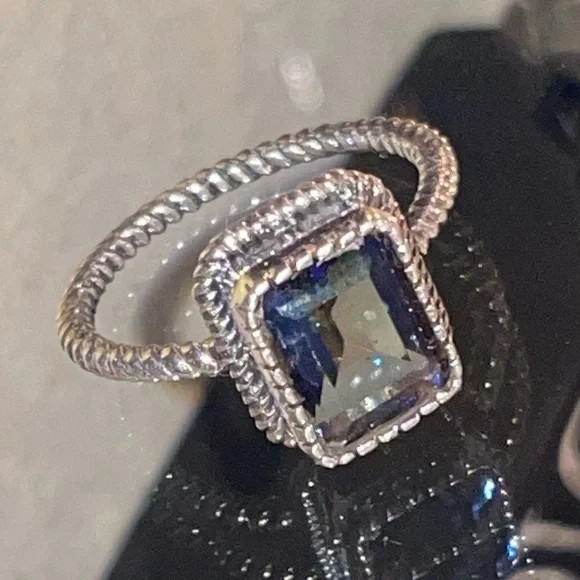 Rainbow Quartz Sterling Silver Ring 6.5